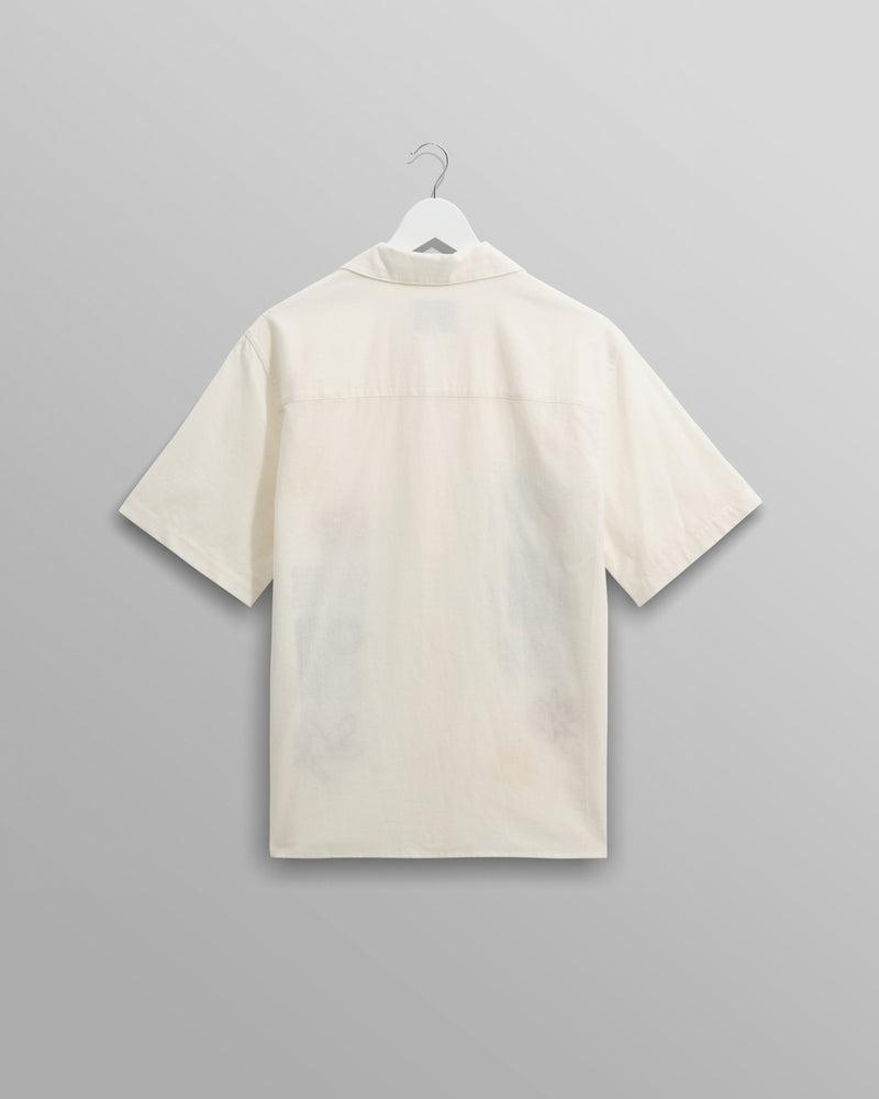 wax london Didcot - Ecru And Multicolour Abstract Appliqué Short-Sleeve Shirt