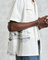 wax london Didcot - Ecru And Multicolour Embroidered Short-Sleeve Shirt