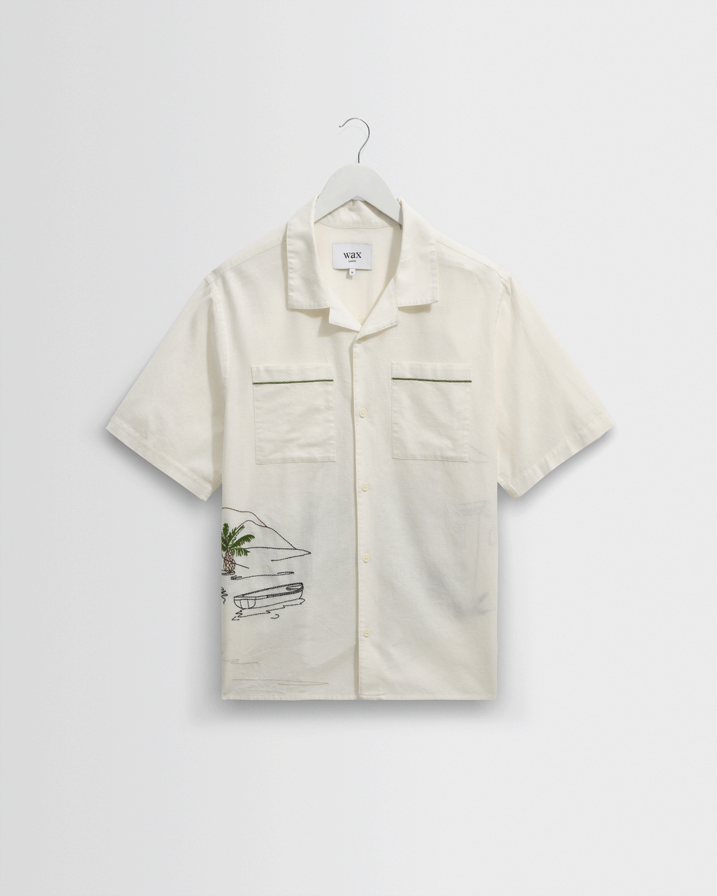 Didcot Ecru Embroidered Short Sleeve Shirt