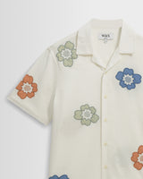 Didcot - Ecru And Multicolour Floral Applique Short-Sleeve Shirt