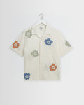 Didcot - Ecru And Multicolour Floral Applique Short-Sleeve Shirt