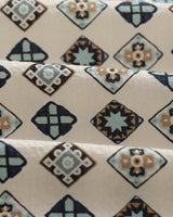 wax london Didcot - Ecru And Multicolour Geometric Tile Seersucker Short-Sleeve Shirt