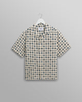 wax london Didcot - Ecru And Multicolour Geometric Tile Seersucker Short-Sleeve Shirt