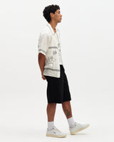 Didcot - Ecru And Navy Grid Flower Short-Sleeve Shirt