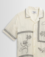Didcot - Ecru And Navy Grid Flower Short-Sleeve Shirt