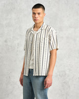 wax london Didcot - Ecru Fleck Stripe Short-Sleeve Shirt