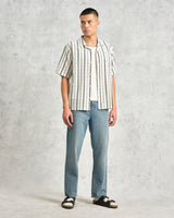 wax london Didcot - Ecru Fleck Stripe Short-Sleeve Shirt