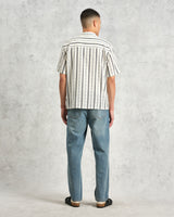 wax london Didcot - Ecru Fleck Stripe Short-Sleeve Shirt