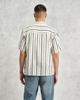 wax london Didcot - Ecru Fleck Stripe Short-Sleeve Shirt