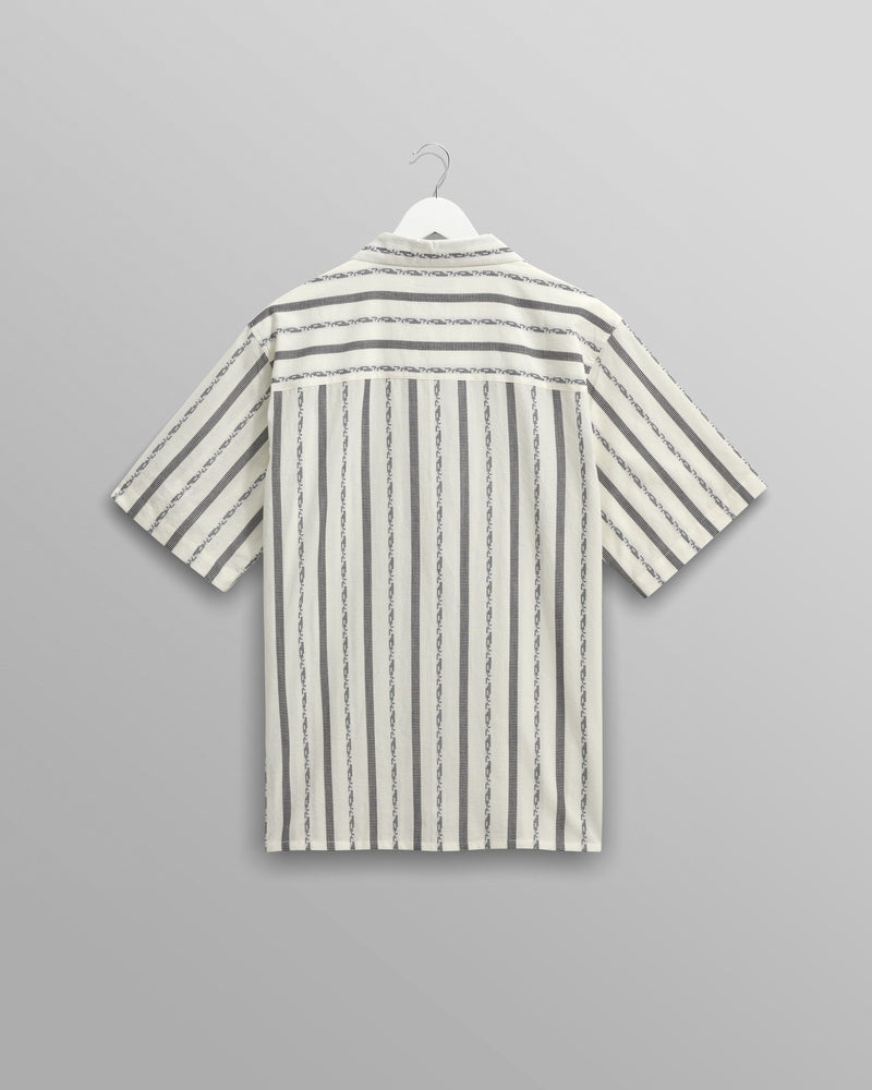 wax london Didcot - Ecru Fleck Stripe Short-Sleeve Shirt