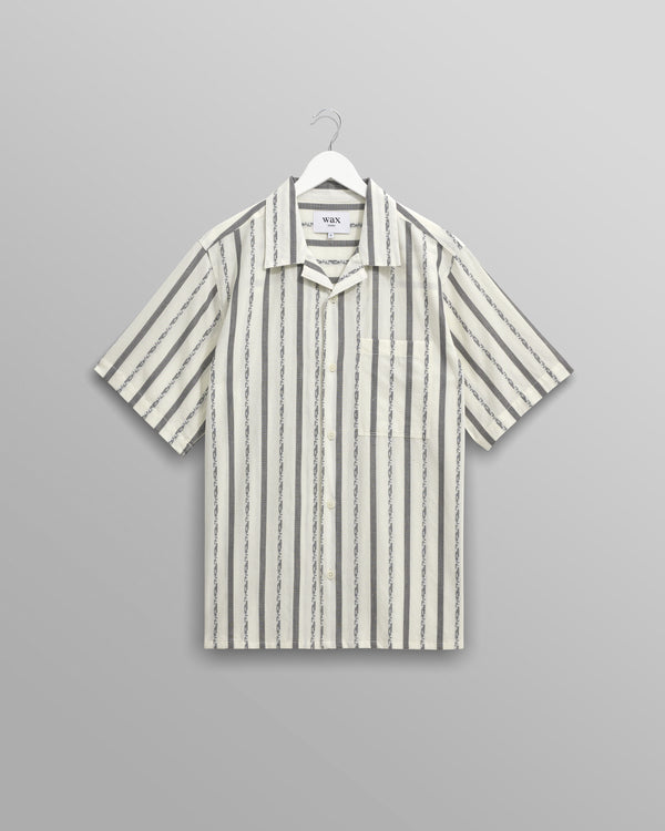 wax london men's Didcot - Ecru Fleck Stripe Short-Sleeve Shirt