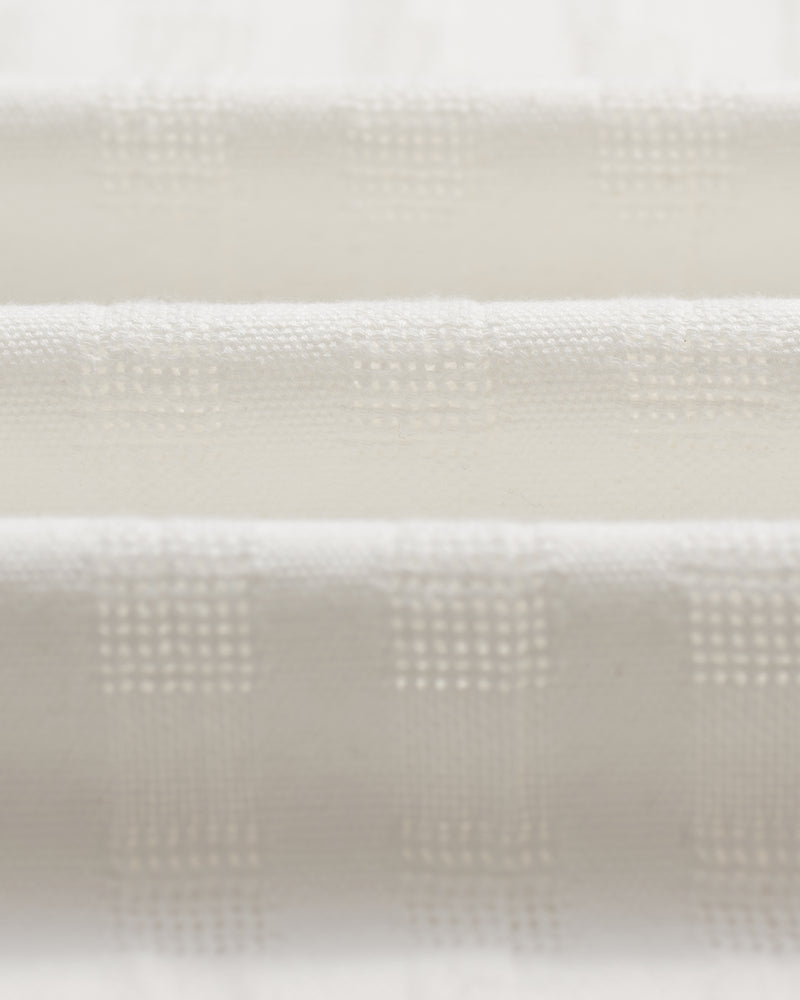 wax london men's Didcot - Ecru Open Weave Cotton Short-Sleeve Shirt