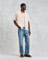 wax london Didcot - Ecru Stripe Short-Sleeve Shirt