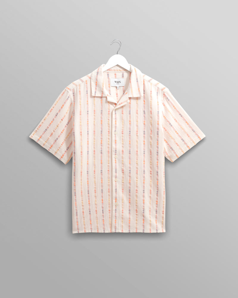 wax london Didcot - Ecru Stripe Short-Sleeve Shirt