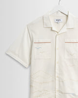 wax london men's Didcot - Ecru Summer Applique Short-Sleeve Shirt