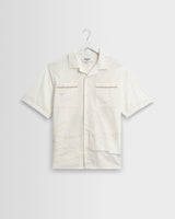 wax london men's Didcot - Ecru Summer Applique Short-Sleeve Shirt