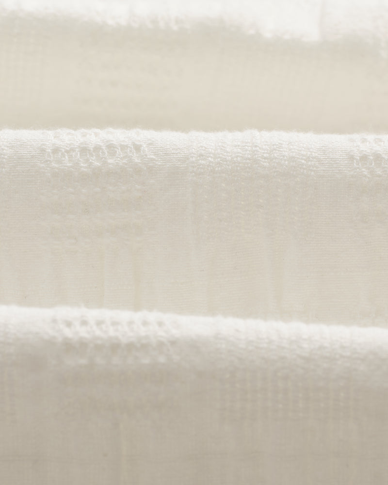 wax london Didcot - Ecru Waffle Seersucker Cotton Short-Sleeve Shirt