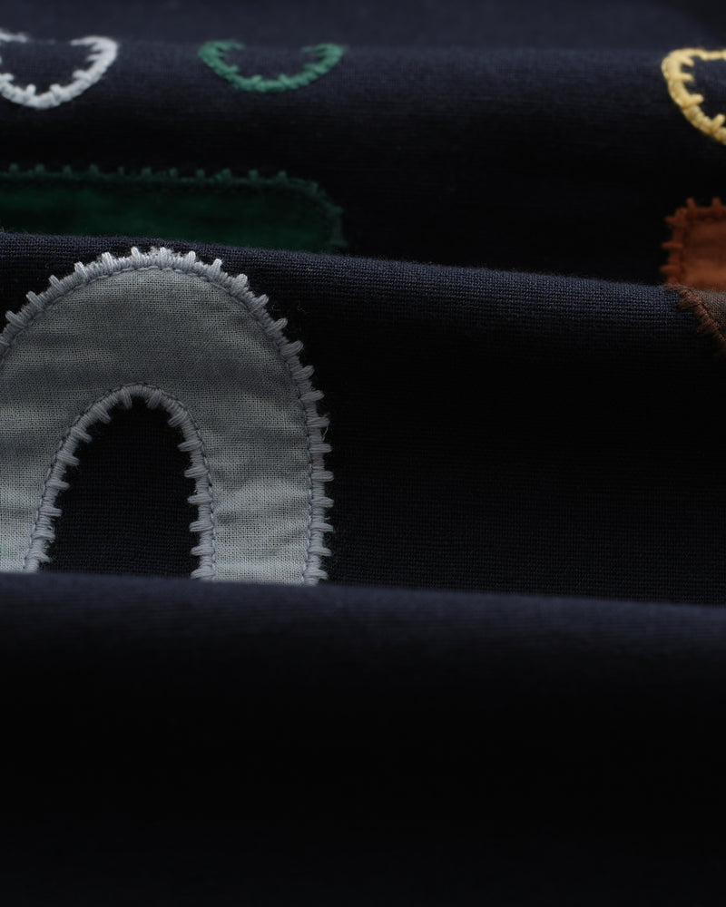 wax london men's Didcot - Navy And Multicolour Bold Doodle Appliqué Short-Sleeve Shirt