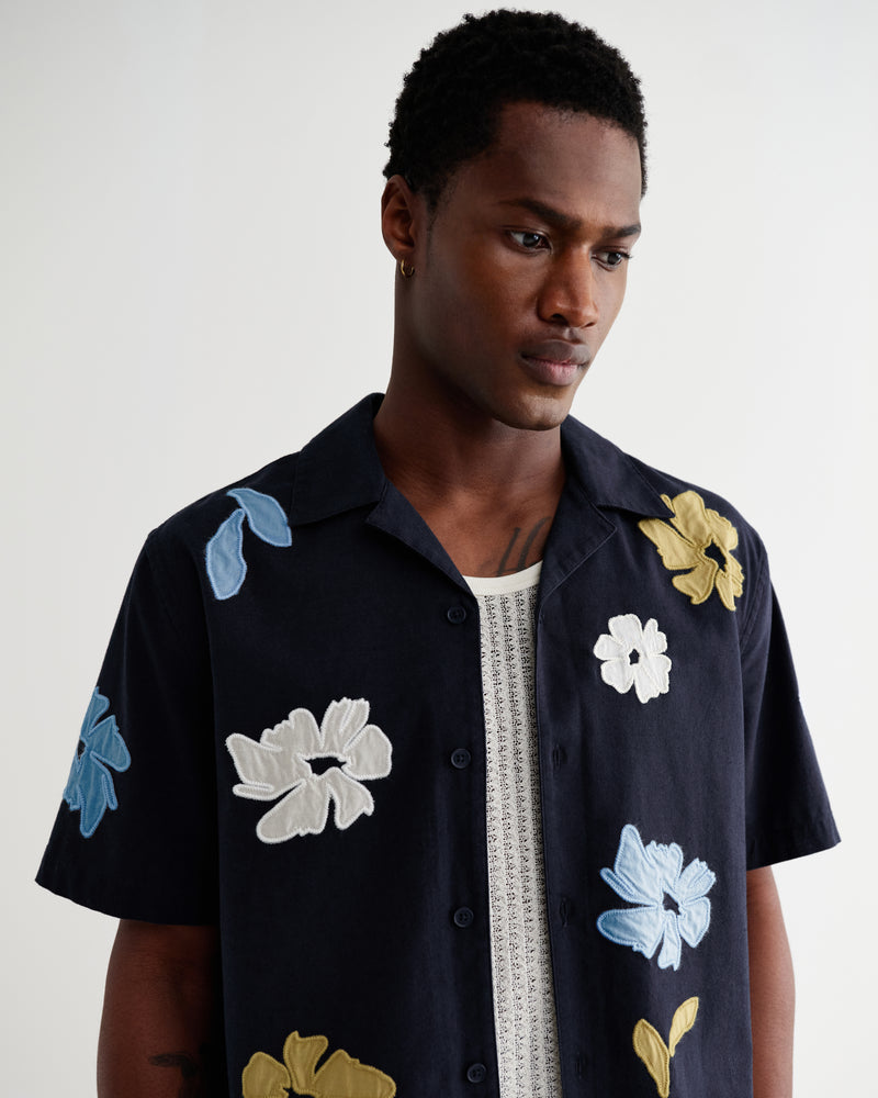 Men's Multicolour Applique Short-Sleeve Shirt | Wax London