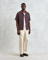 wax london men's Didcot - Navy And Multicolour Geometric Short-Sleeve Shirt