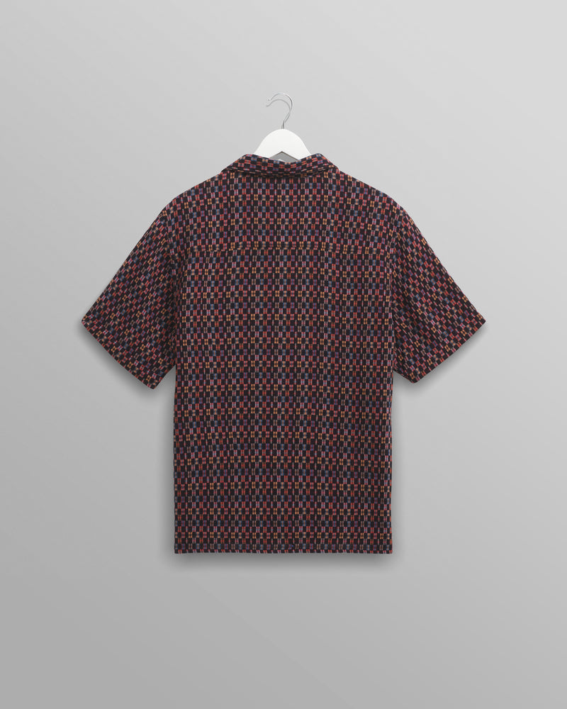 wax london Didcot - Navy And Multicolour Geometric Short-Sleeve Shirt