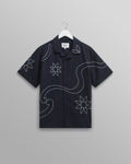 Didcot - Navy Bold Floral Embroidered Short-Sleeve Shirt