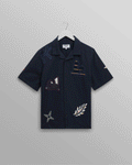 Didcot - Navy Doodle Applique Short-Sleeve Shirt