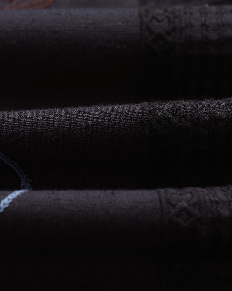 wax london men's Didcot - Navy Doodle Embroidered Short-Sleeve Shirt