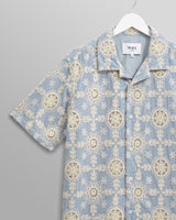 wax london Didcot - Pale Blue Intricate Lace Short-Sleeve Shirt