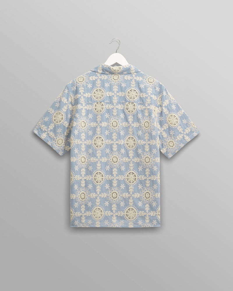 wax london Didcot - Pale Blue Intricate Lace Short-Sleeve Shirt