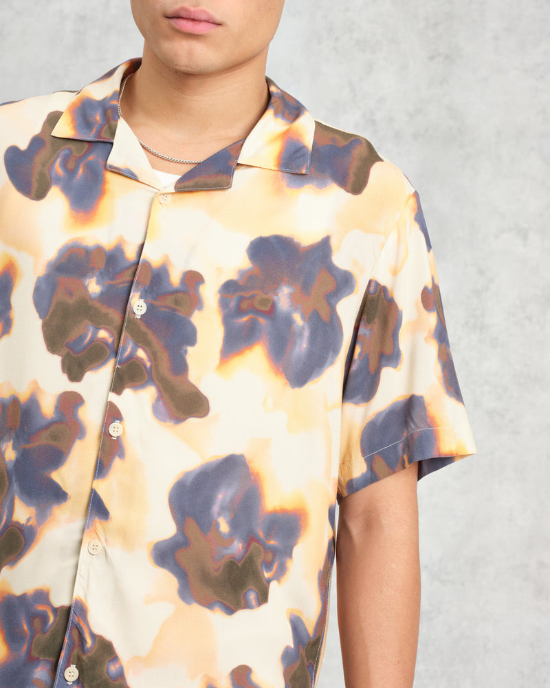 wax london Didcot - Peach Floral Blur Short-Sleeve Shirt