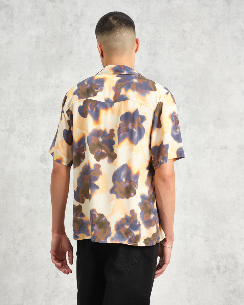 wax london Didcot - Peach Floral Blur Short-Sleeve Shirt