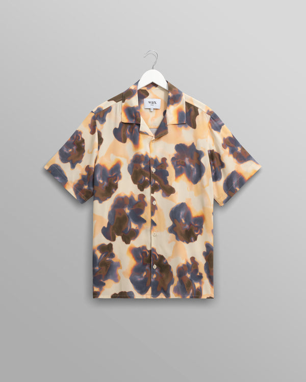 wax london men's Didcot - Peach Floral Blur Short-Sleeve Shirt