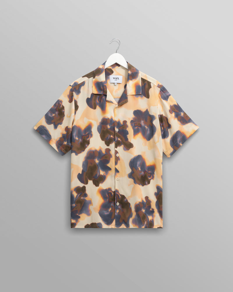 wax london Didcot - Peach Floral Blur Short-Sleeve Shirt