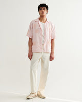 wax london men's Didcot - Pink Flower Embroidered Short-Sleeve Shirt