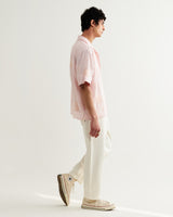 wax london men's Didcot - Pink Flower Embroidered Short-Sleeve Shirt