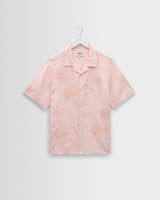 wax london men's Didcot - Pink Flower Embroidered Short-Sleeve Shirt