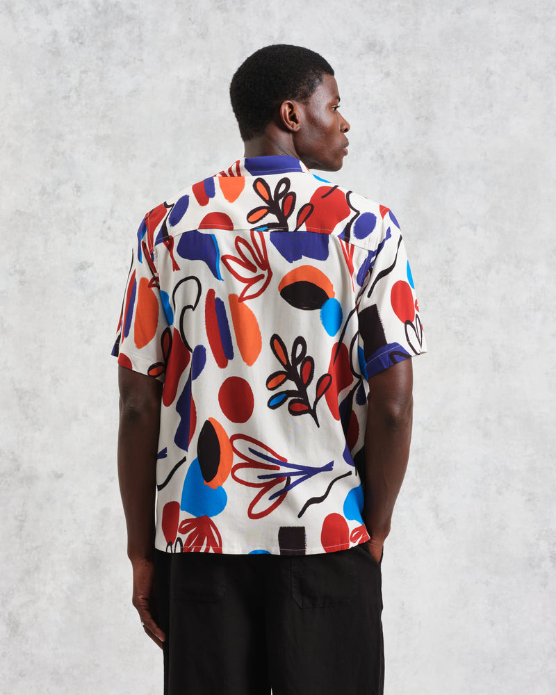 wax london Didcot - Red And Blue Scribble Print Short-Sleeve Shirt