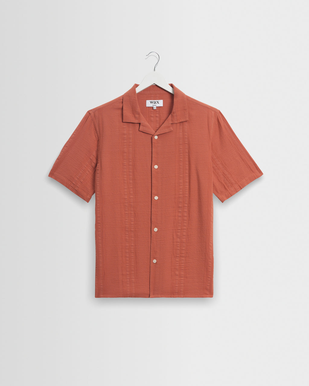 Men's Rust Seersucker Short-Sleeve Shirt | Wax London