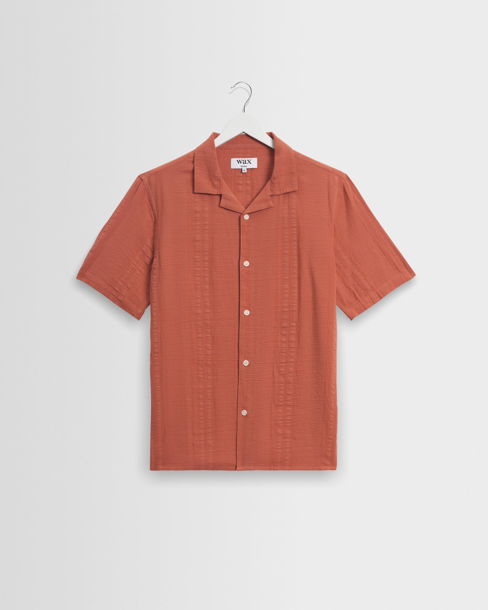 Men's Rust Seersucker Short-Sleeve Shirt | Wax London
