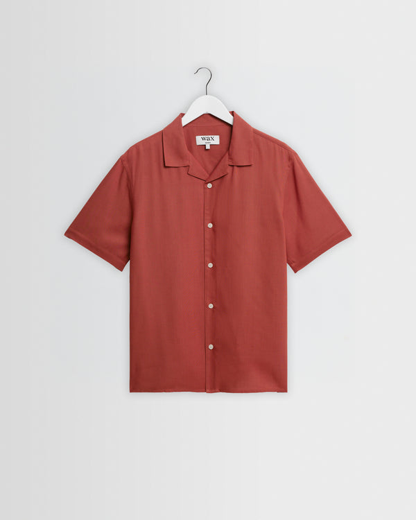 wax london men's Didcot - Rust Silk Short-Sleeve Shirt