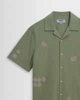 Didcot - Sage And Ecru Scribble Applique Short-Sleeve Shirt