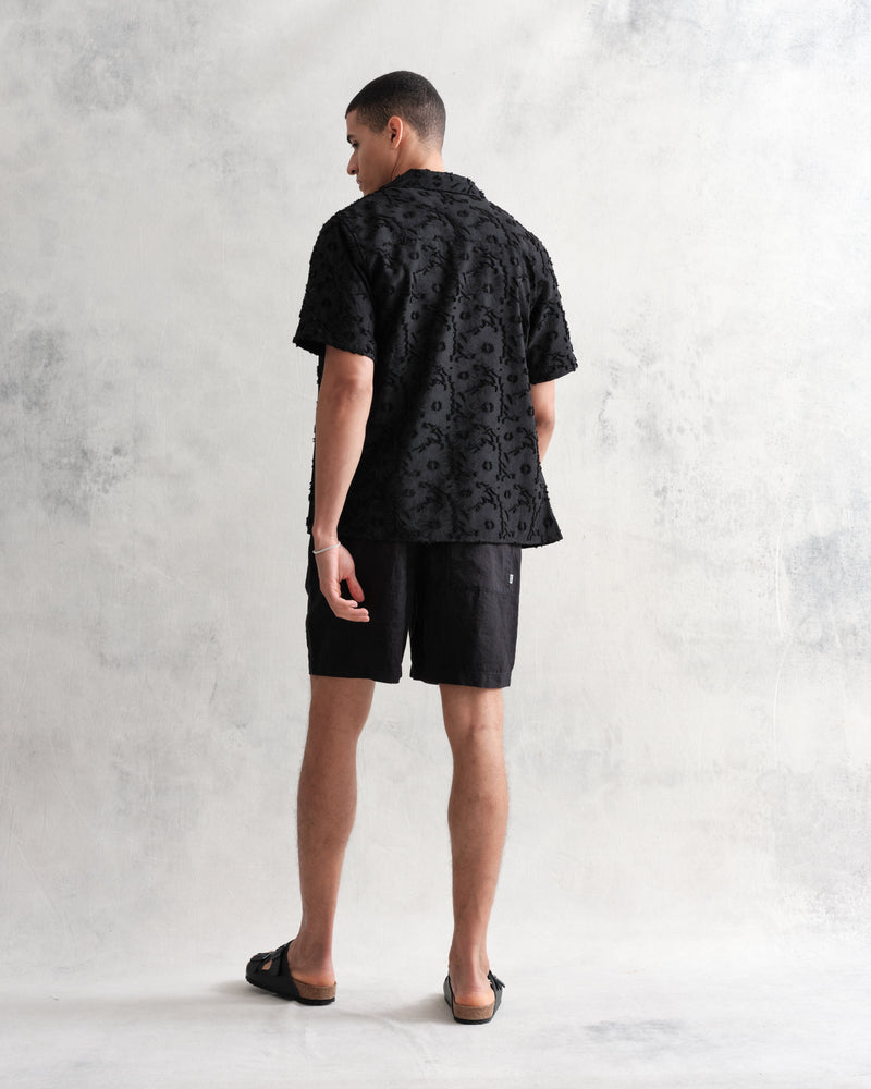 wax london Didcot Shirt Black Floral Sheer