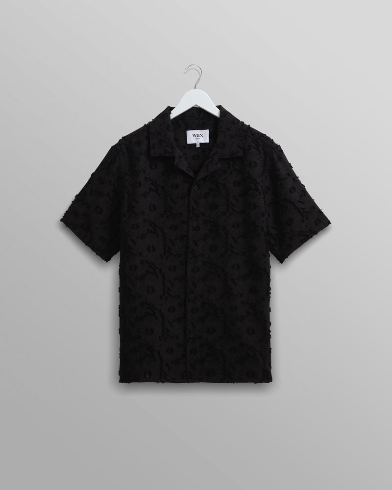 wax london Didcot Shirt Black Floral Sheer