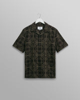 wax london Didcot Shirt Black/Green Tile Stitch