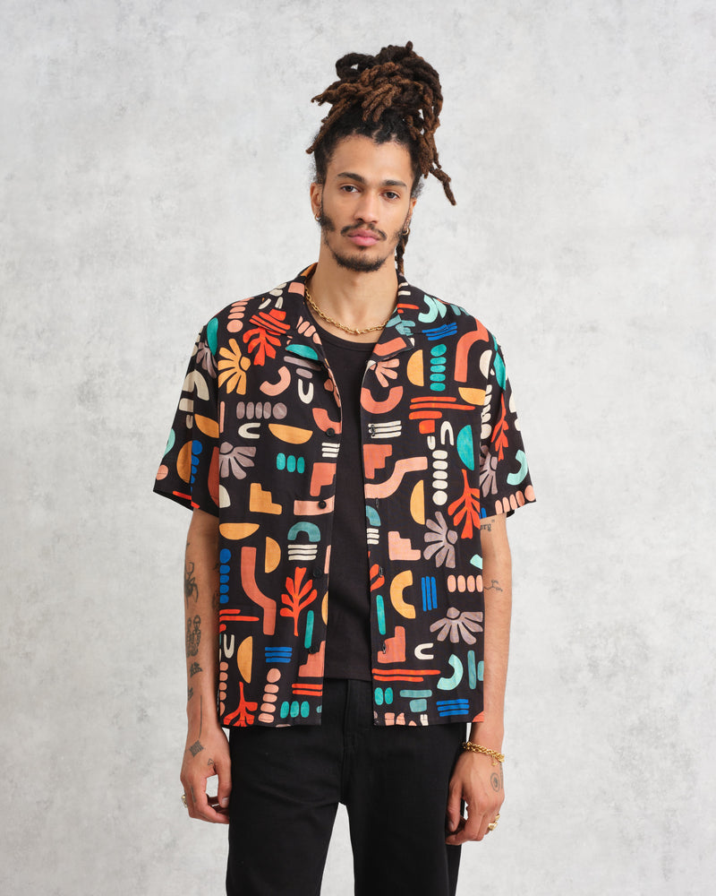 wax london Didcot Shirt Black/Multi Block