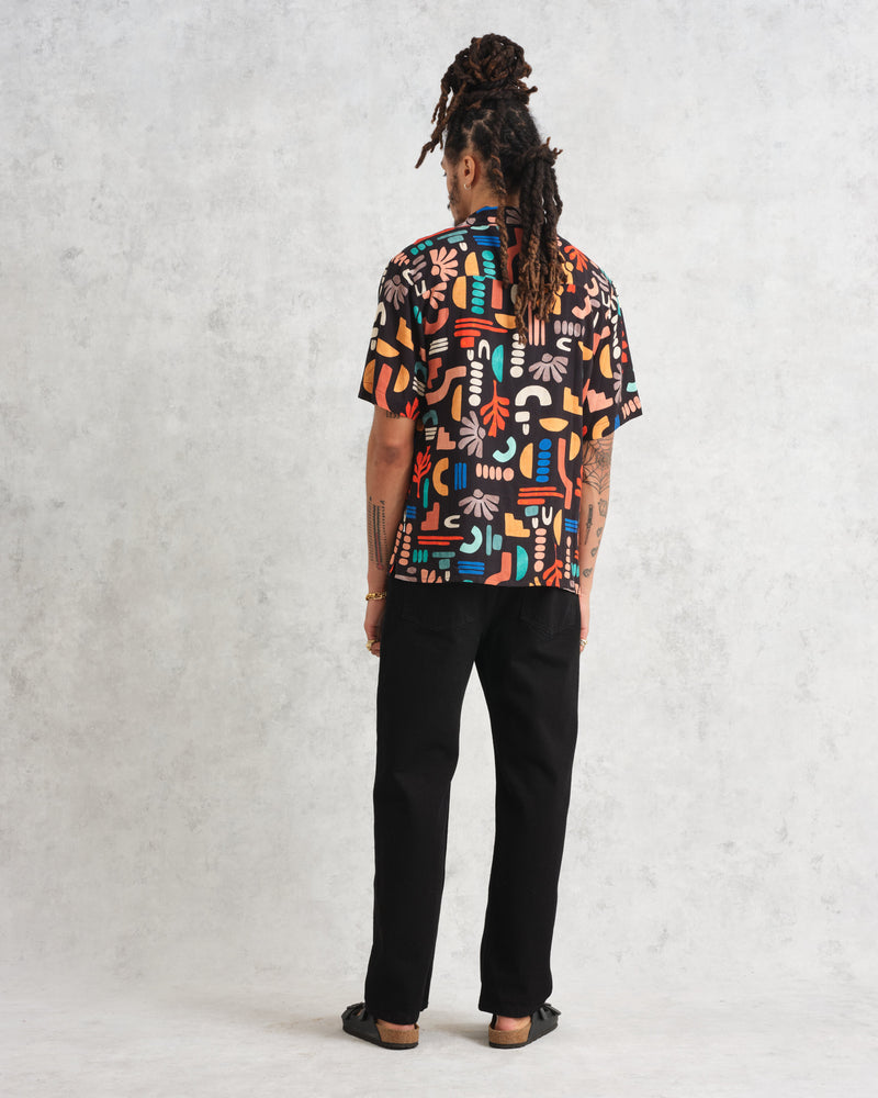 wax london Didcot Shirt Black/Multi Block