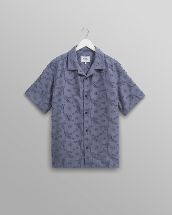 wax london Didcot Shirt Blue Floral Sheer