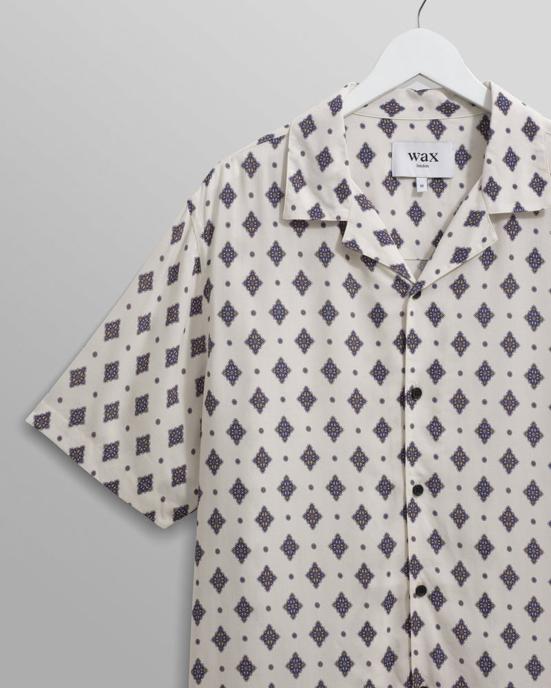 wax london Didcot Shirt Ecru Ditsy Tile