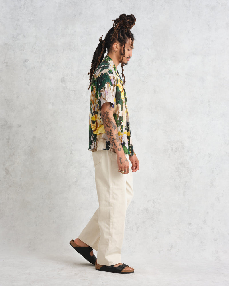 wax london Didcot Shirt Ecru/Green Forest